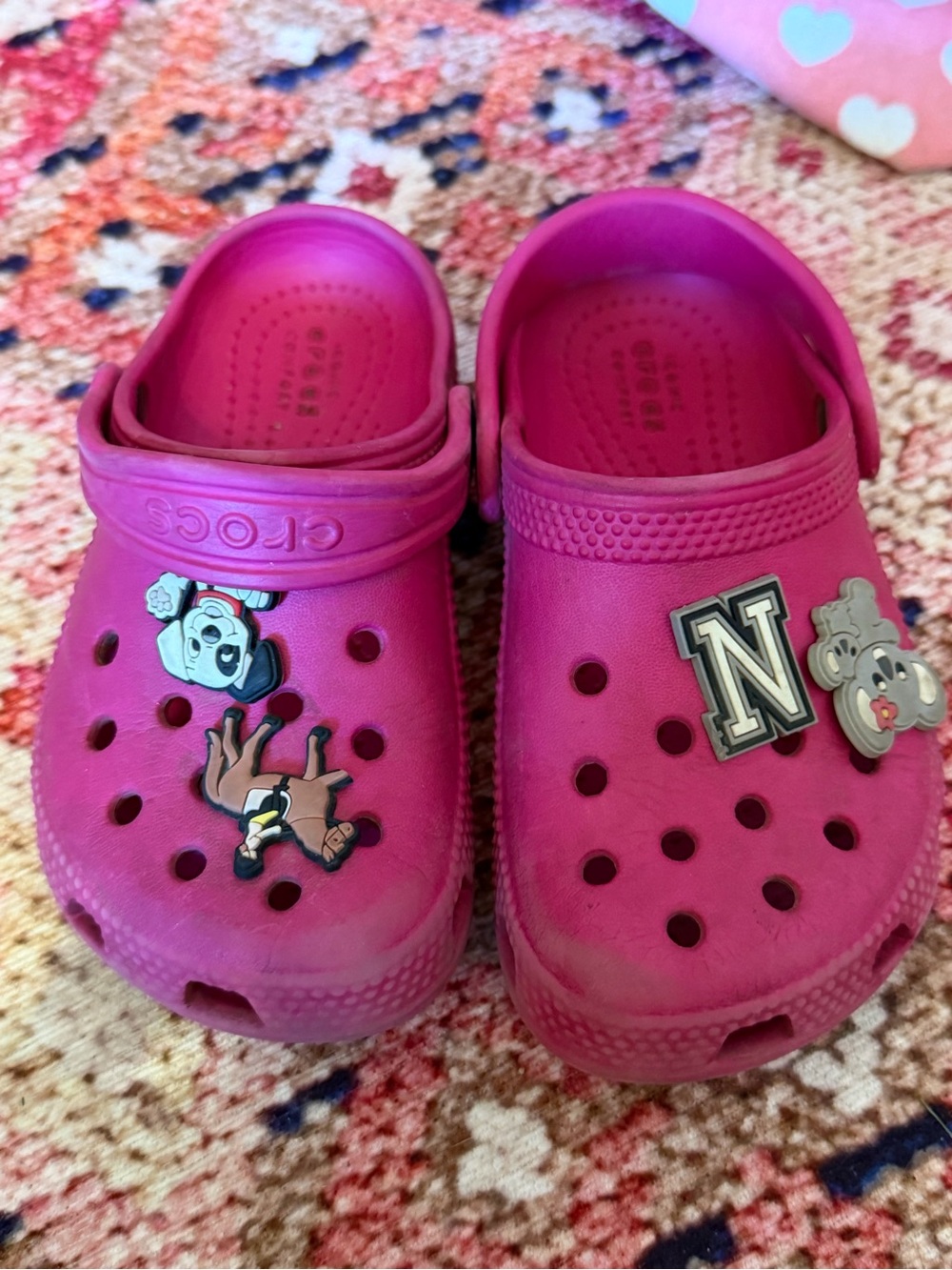 CROCS Kids Classic Clog in Bright Pink with Jibbitz Charms